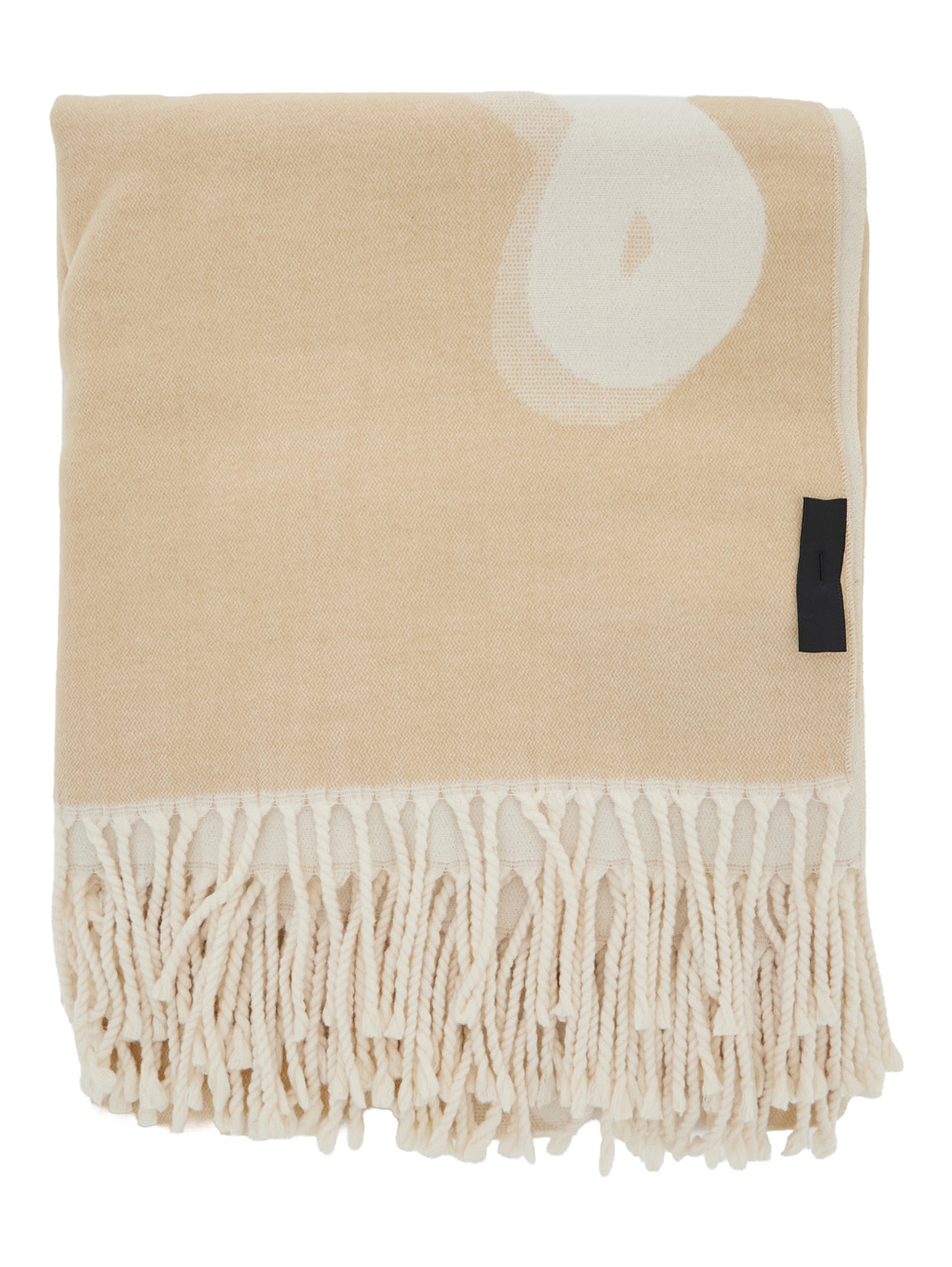 Beige Scarf with Fringed Edge in Fabric for Women