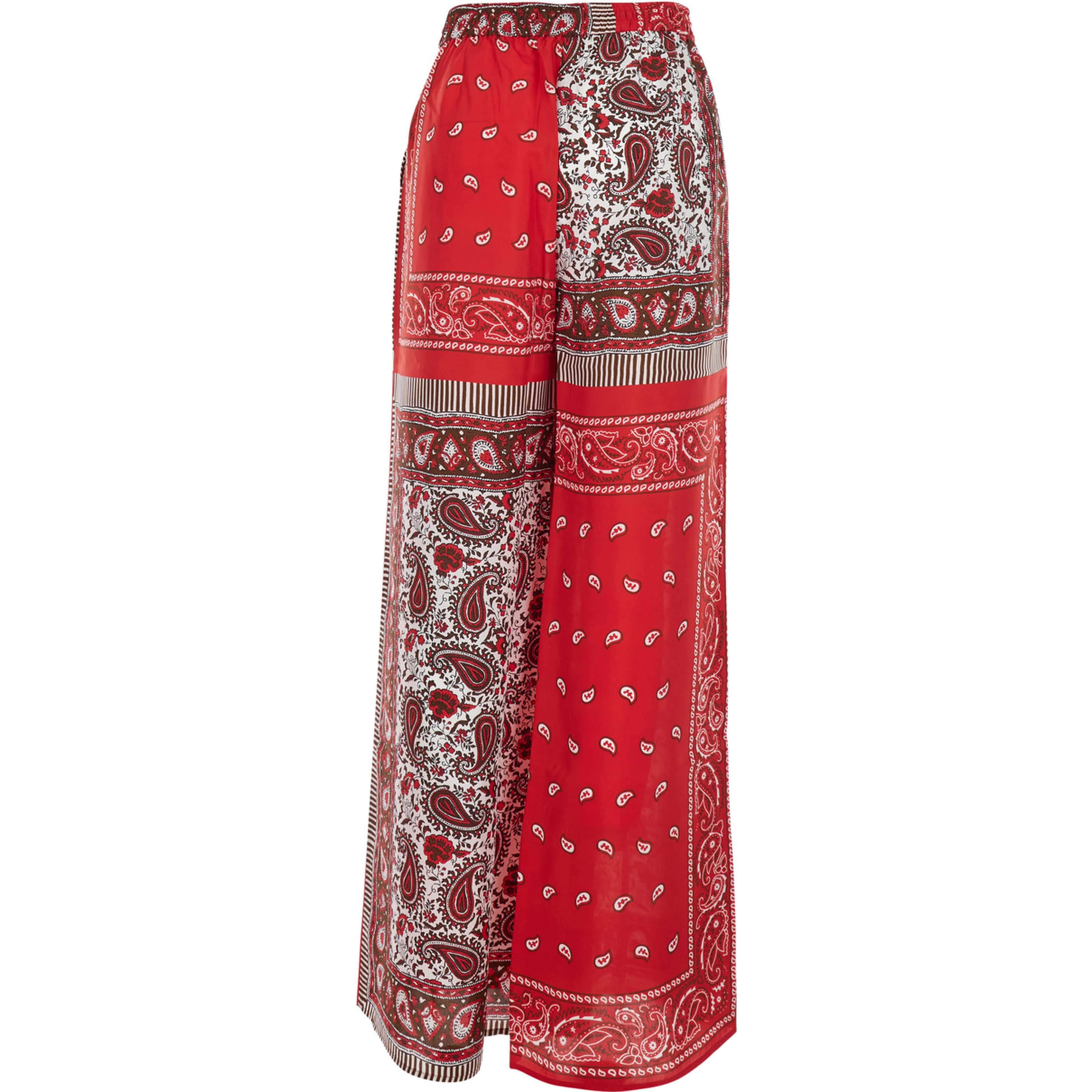 red Pants with elasticated waist and bandana print in fabric for women