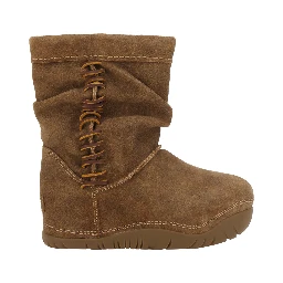 Brown Ankle Boots with Laces on the Side in Suede for Women