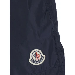 Blue Swim shorts with Elasticated Waist and Logo Patch on the Front in Tech Fabricc for Men