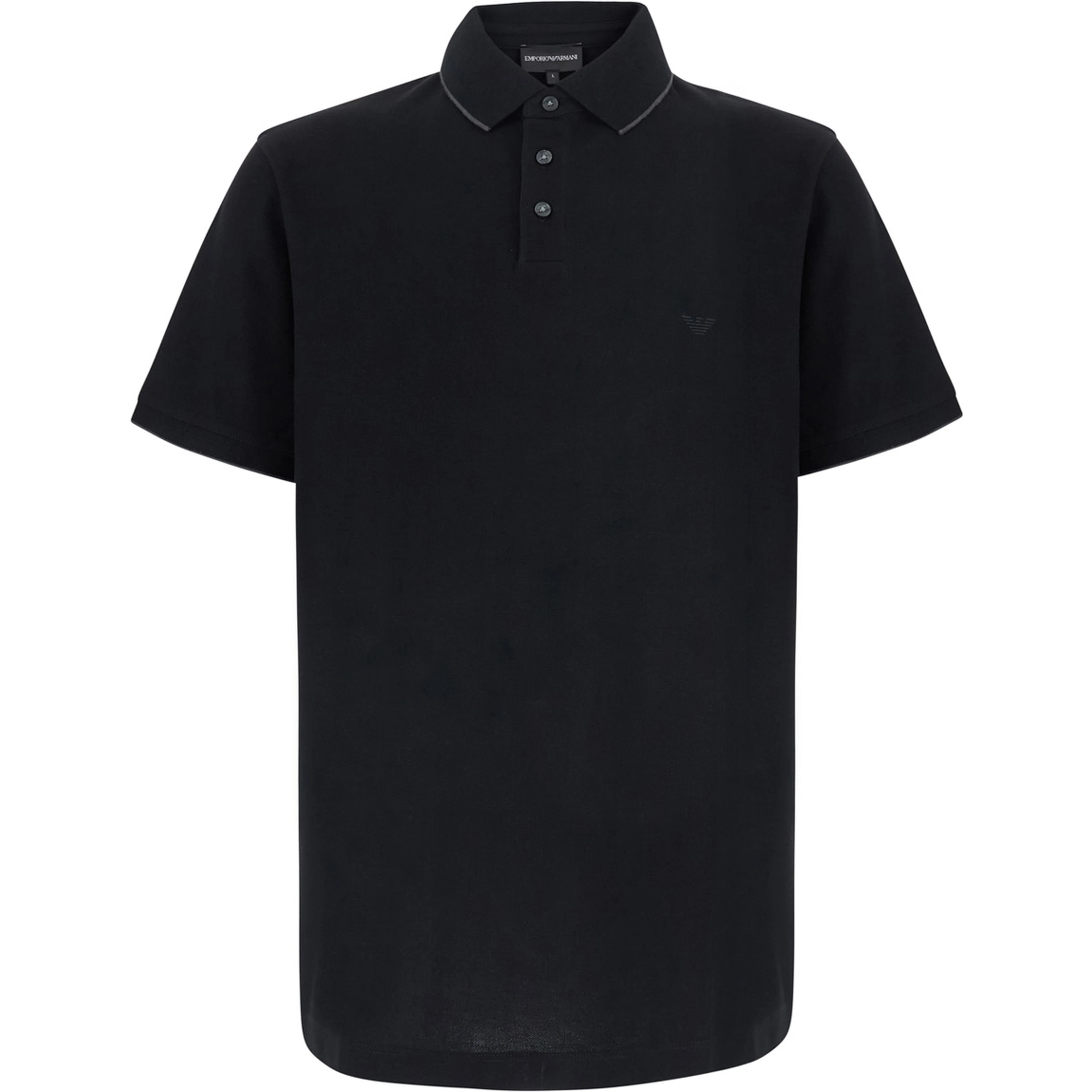 Black Short Sleeve Polo with Collar in Cotton for Men