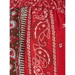 red Pants with elasticated waist and bandana print in fabric for women