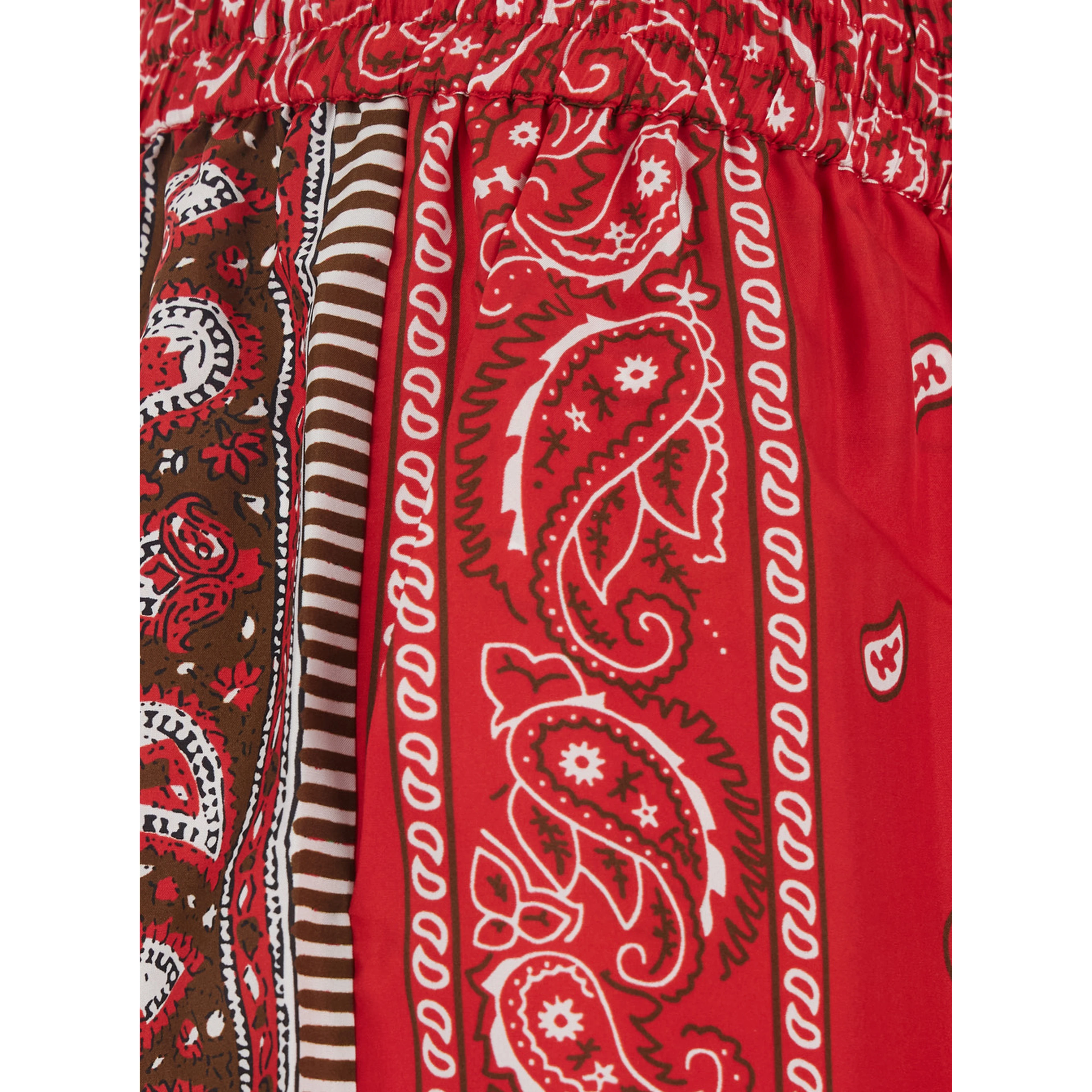 red Pants with elasticated waist and bandana print in fabric for women
