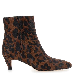 Brown ankle boots with high heel in leather for women