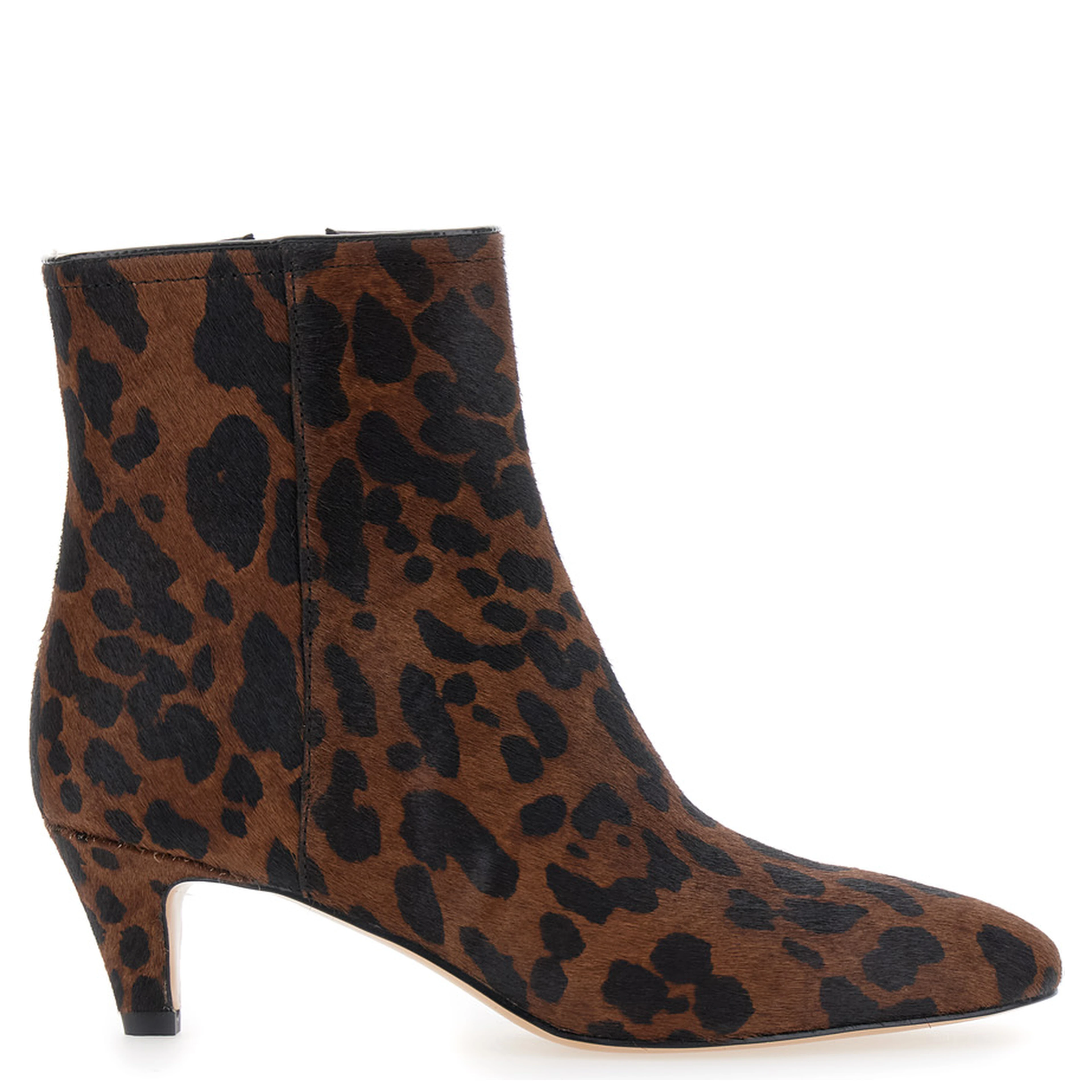 Brown ankle boots with high heel in leather for women