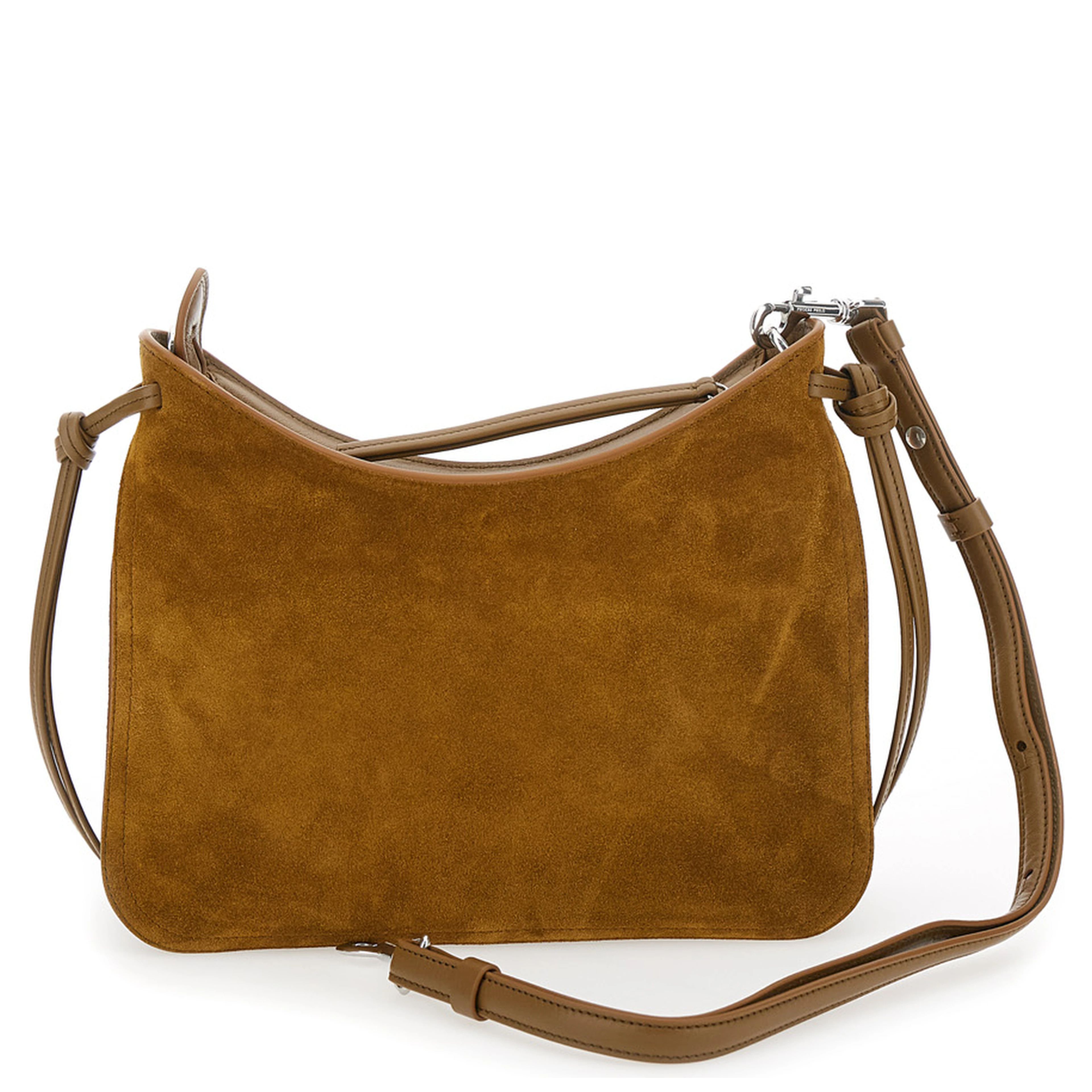 Gig Beige Shoulder Bag with Logo Printed on the Front and Removable Shoulder Strap in Suede Woman