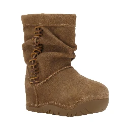 Brown Ankle Boots with Laces on the Side in Suede for Women