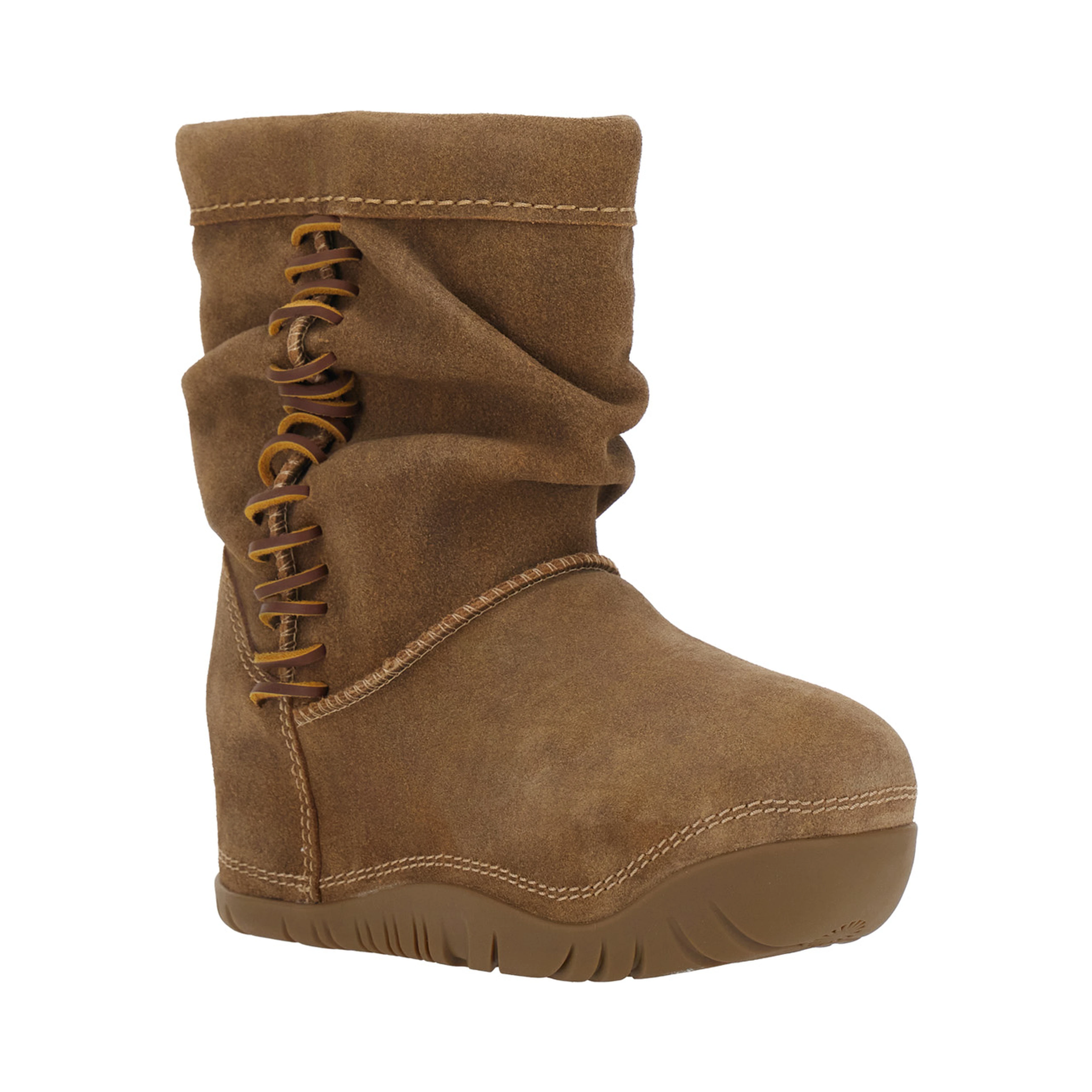 Brown Ankle Boots with Laces on the Side in Suede for Women
