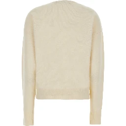 White Sweater with V-neck and crossed design in wool and cashmere Women