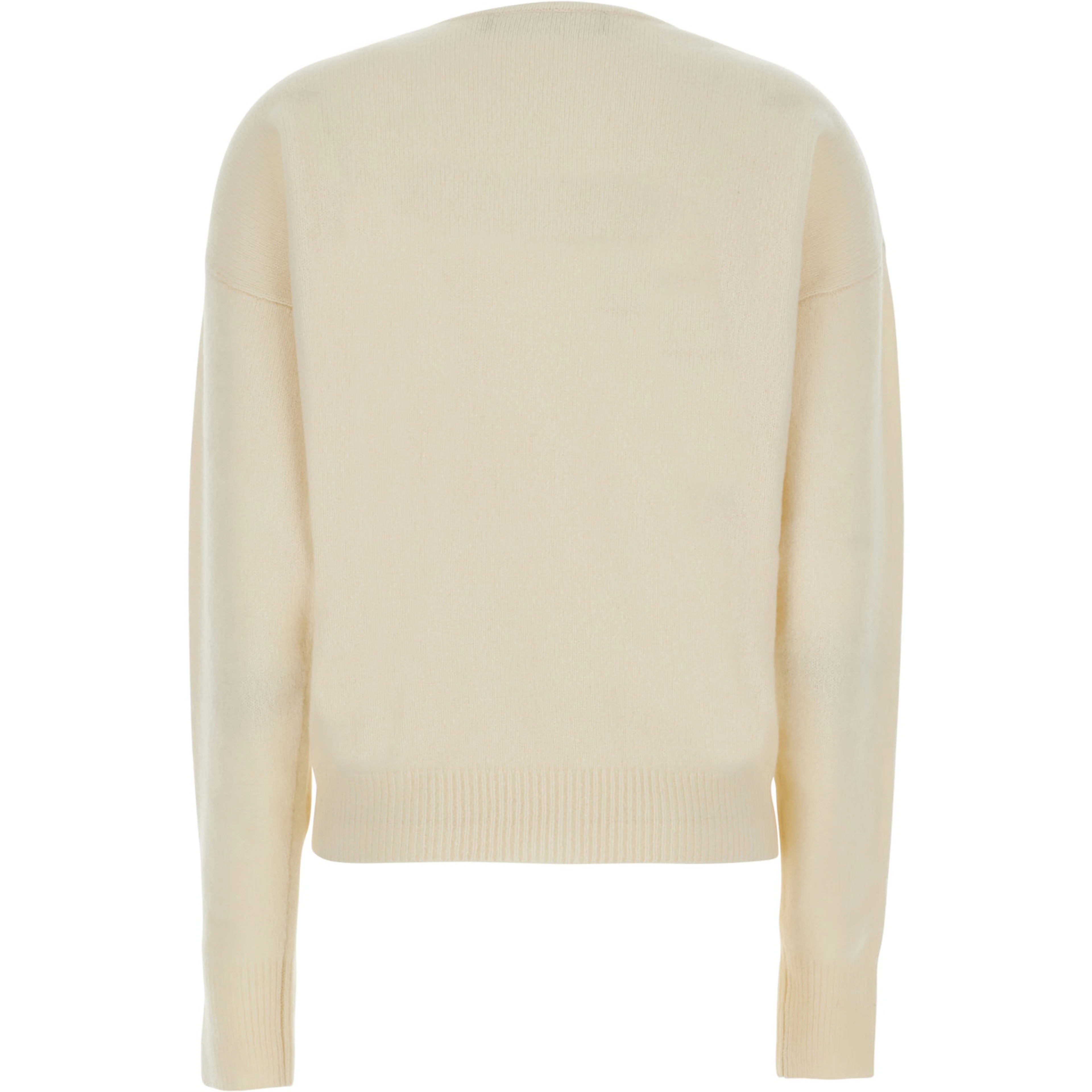 White Sweater with V-neck and crossed design in wool and cashmere Women