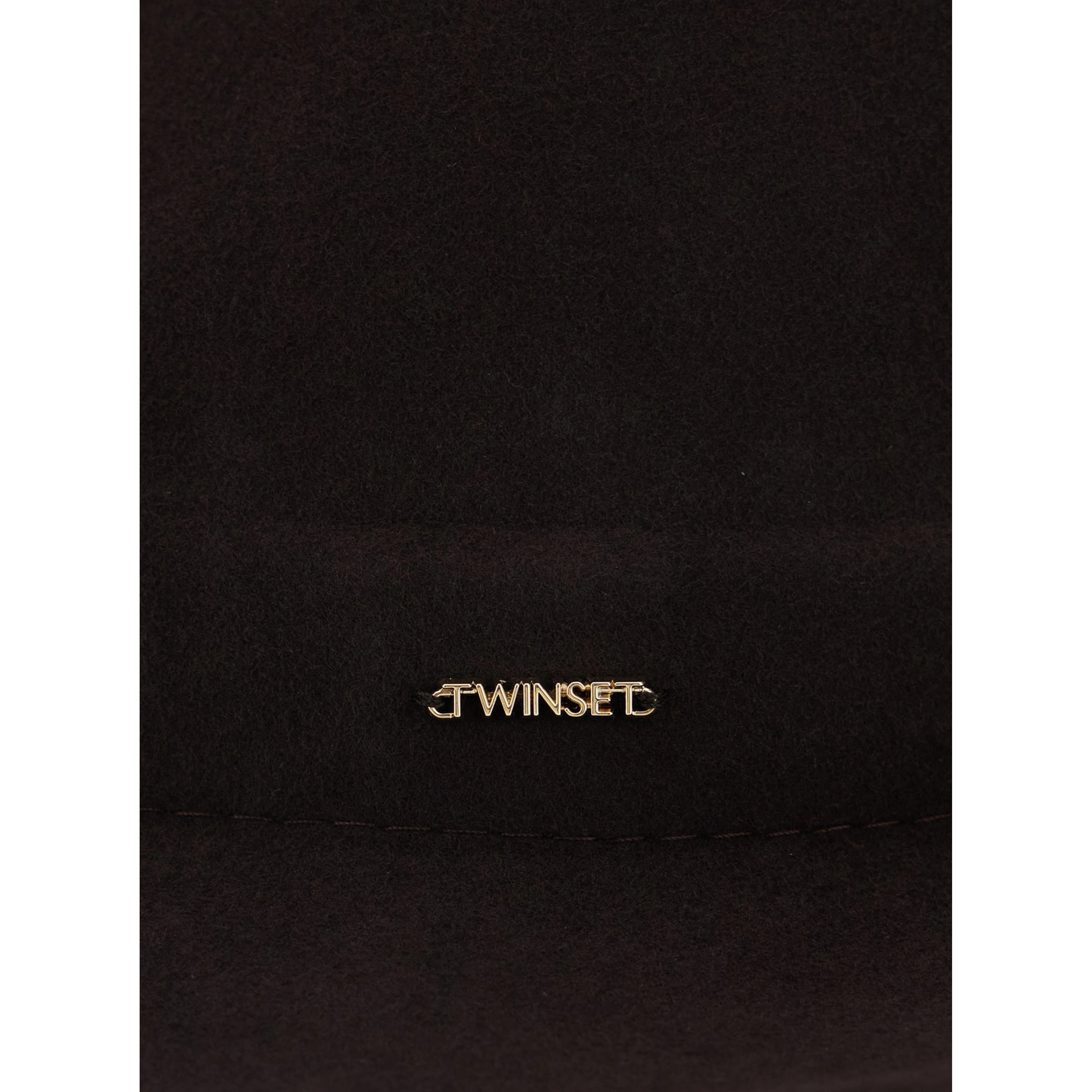 Brown Hat with wide and low brim and logo lettering in wool for women