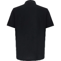 Black Short Sleeve Polo with Collar in Cotton for Men