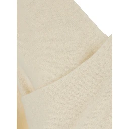 White Sweater with V-neck and crossed design in wool and cashmere Women