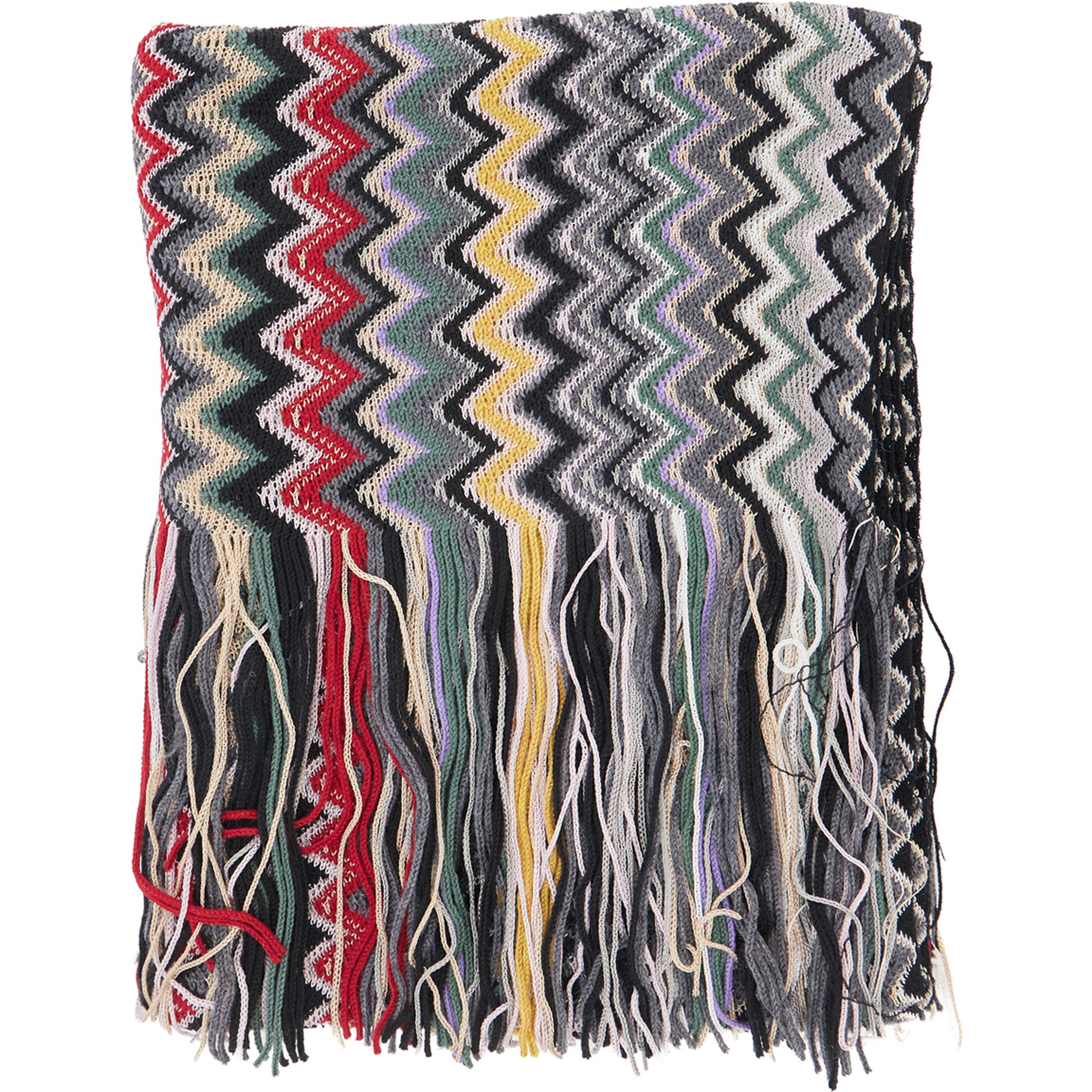 multicolor Scarf with Zig Zag all-over motif and fringed edge in blend wool and fabric for women