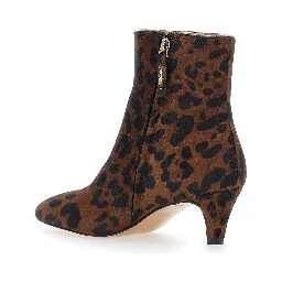 Brown ankle boots with high heel in leather for women
