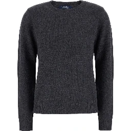 VOLIERA grey round-neck sweater with ribbed details in wool Women
