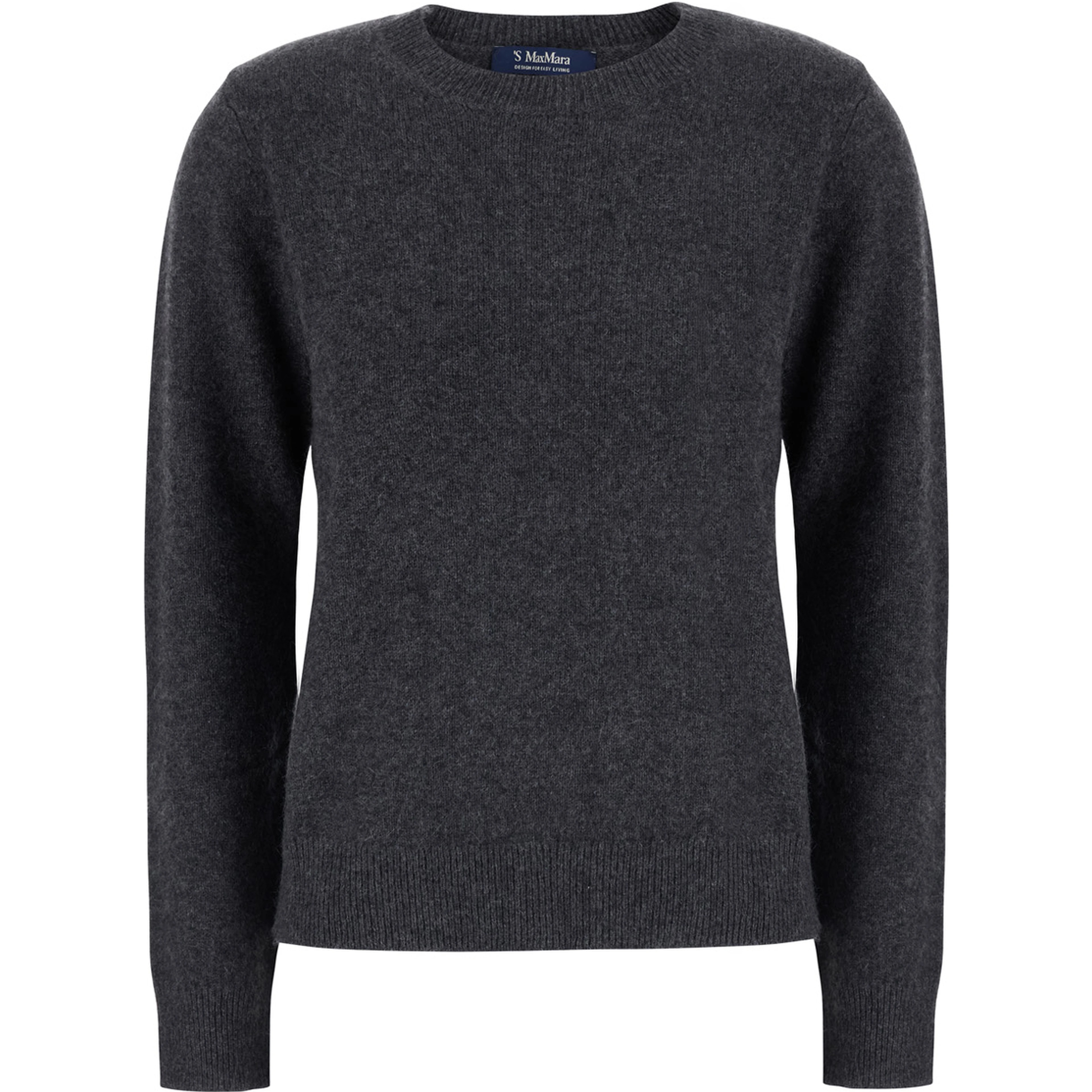 VOLIERA grey round-neck sweater with ribbed details in wool Women