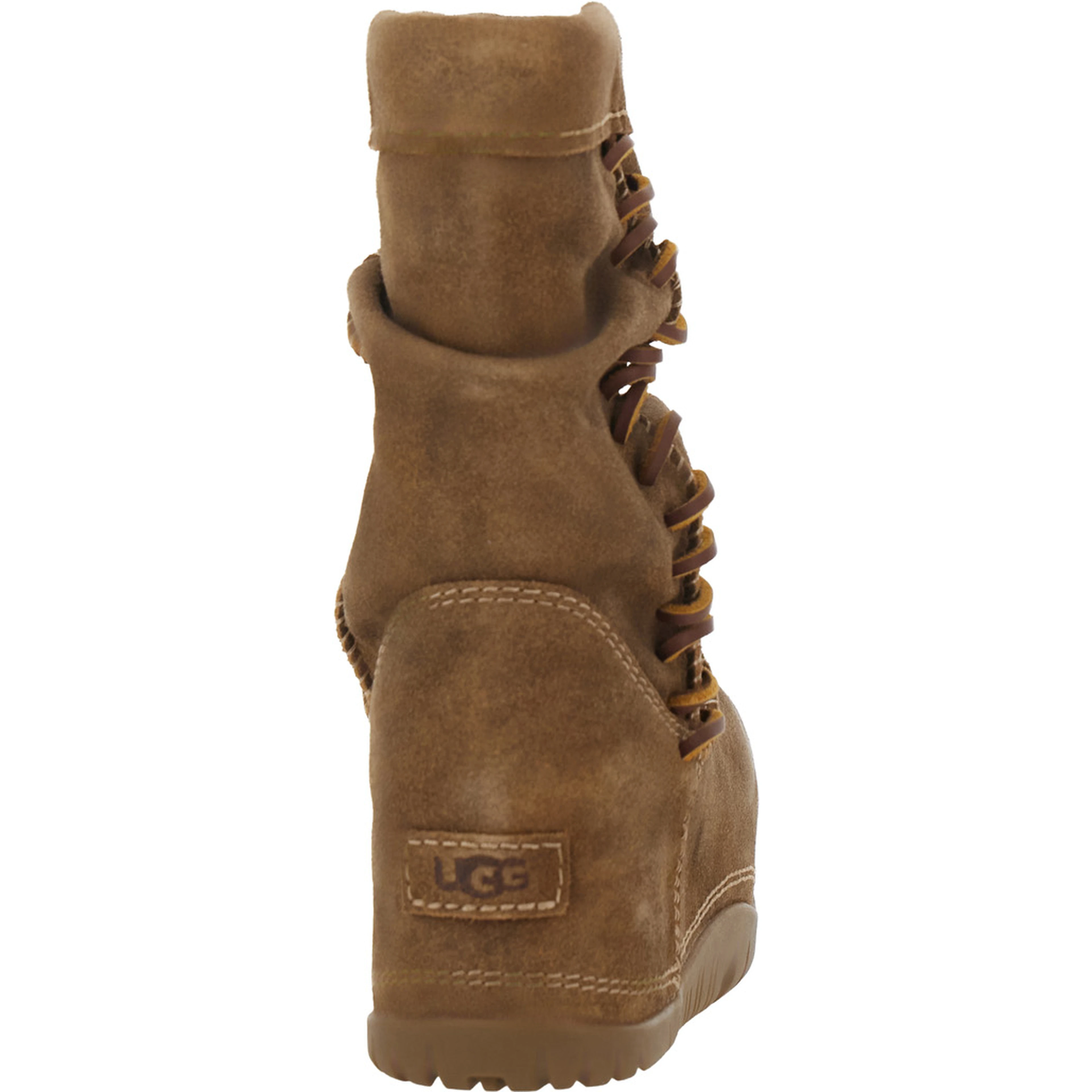 Brown Ankle Boots with Laces on the Side in Suede for Women