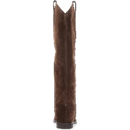 Brown Western Style Pointed Boots with Suede Detail for Women
