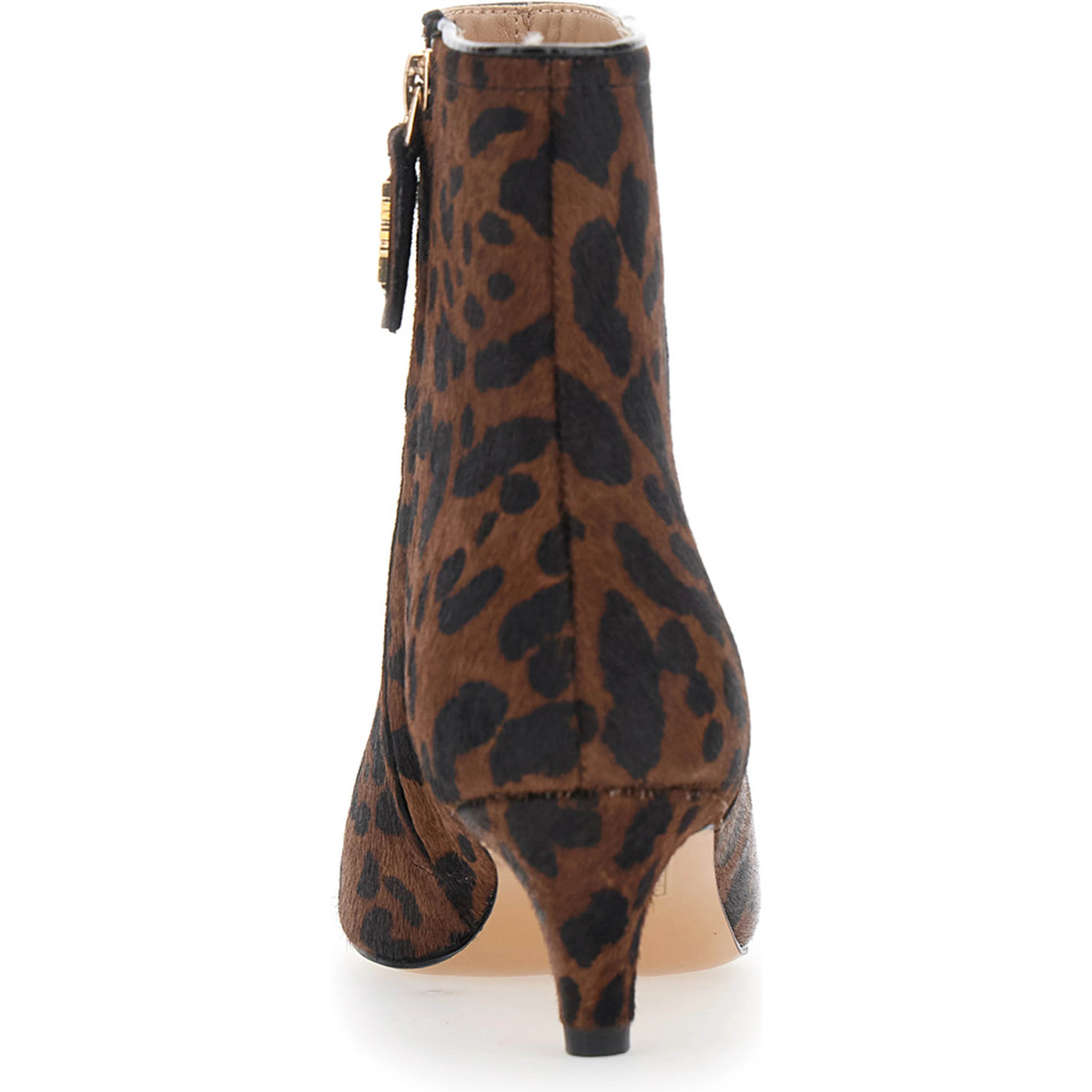 Brown ankle boots with high heel in leather for women