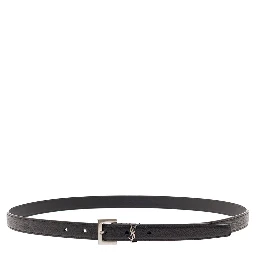 Belt Cassandra in Leather with Black Silver Buckle for Men