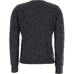 VOLIERA grey round-neck sweater with ribbed details in wool Women