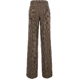 Brown Pants with all-over stripe motif in wool blend for women