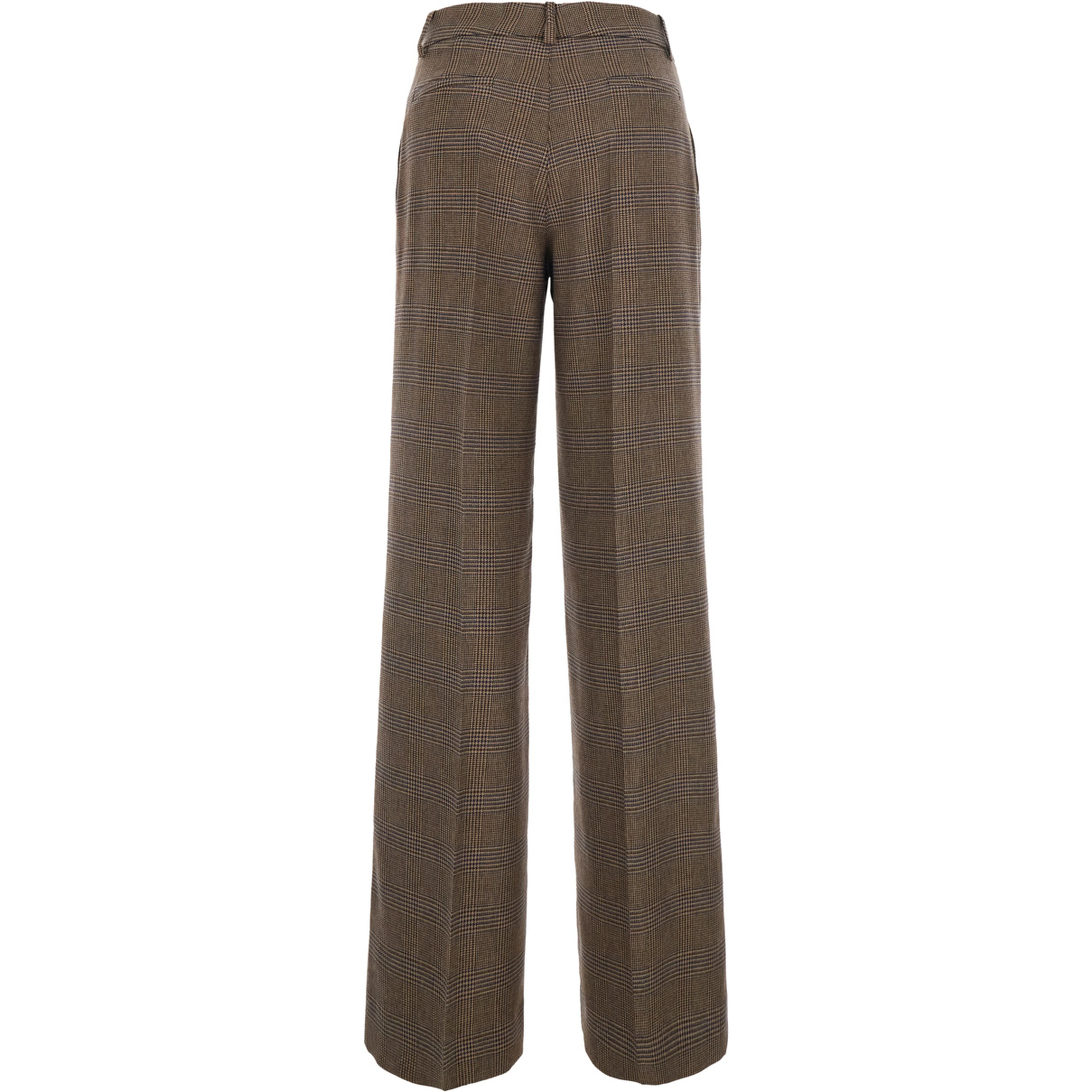 Brown Pants with all-over stripe motif in wool blend for women