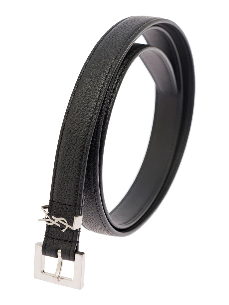 Belt Cassandra in Leather with Black Silver Buckle for Men alternative