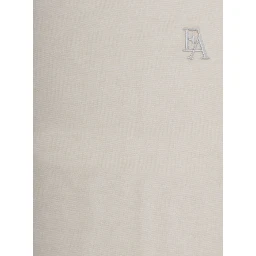White T-Shirt with Round Neck and Logo Embroidery on the Front in Cotton Blend Boy