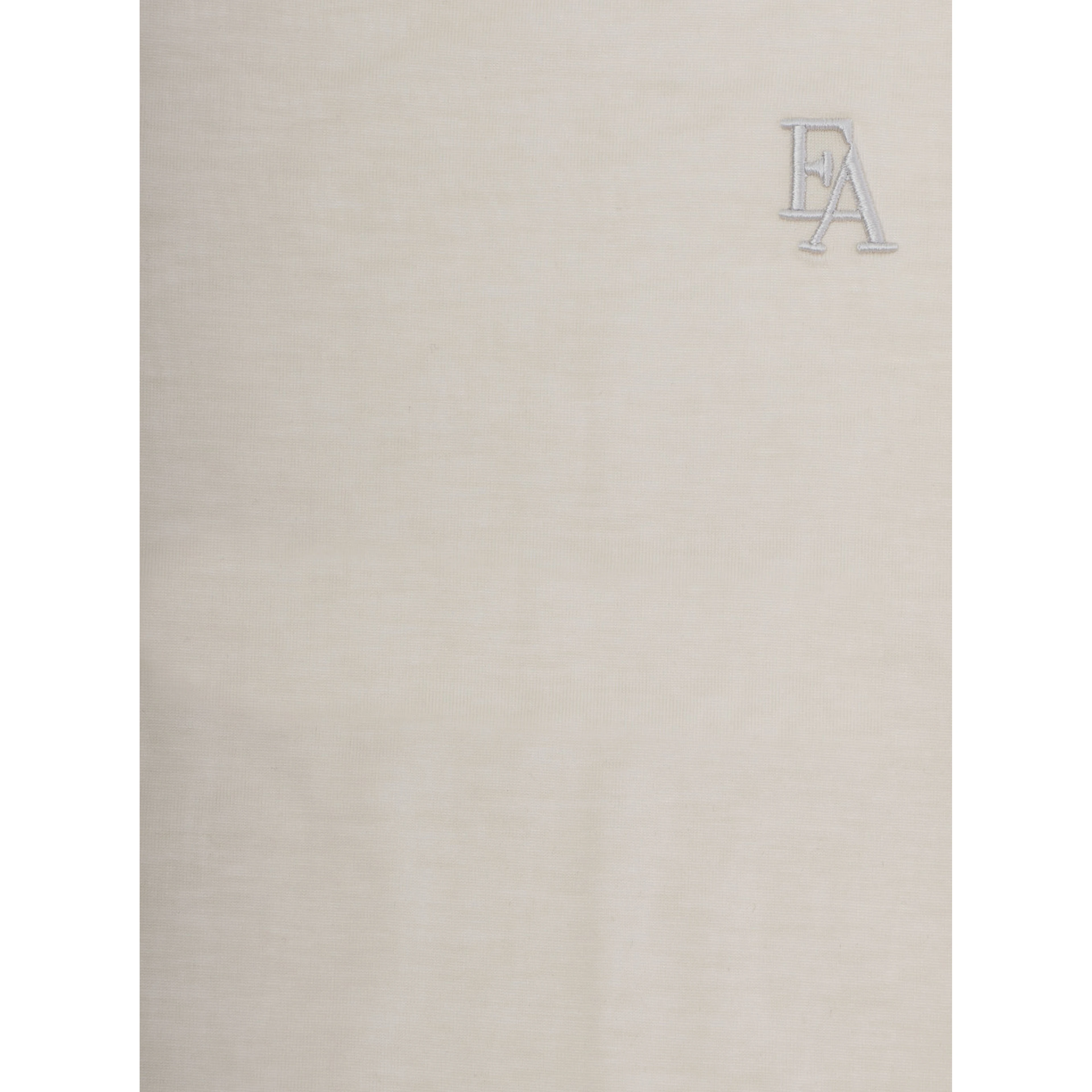 White T-Shirt with Round Neck and Logo Embroidery on the Front in Cotton Blend Boy