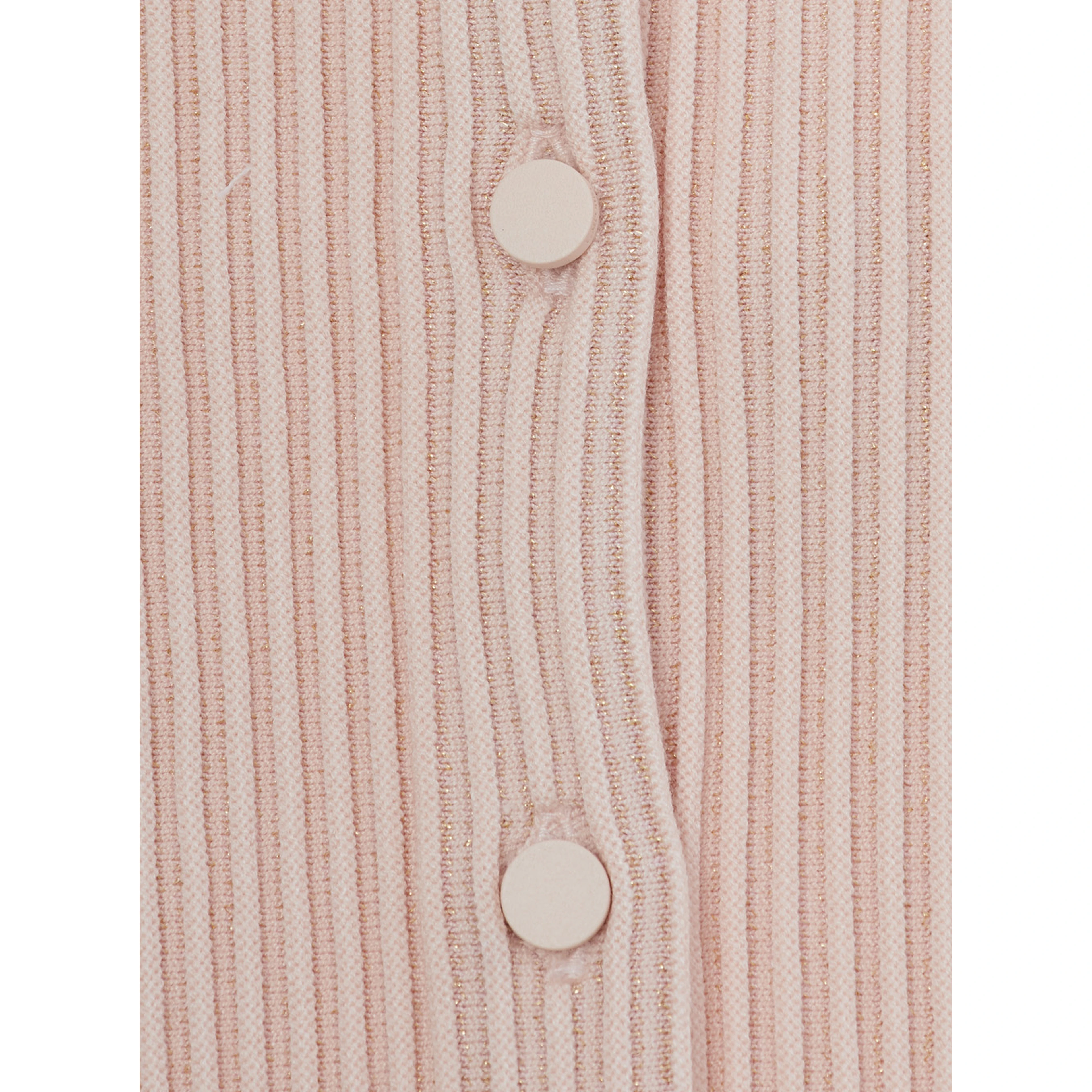 Pink Crew neck cardigan with ribbed knit in wool baby