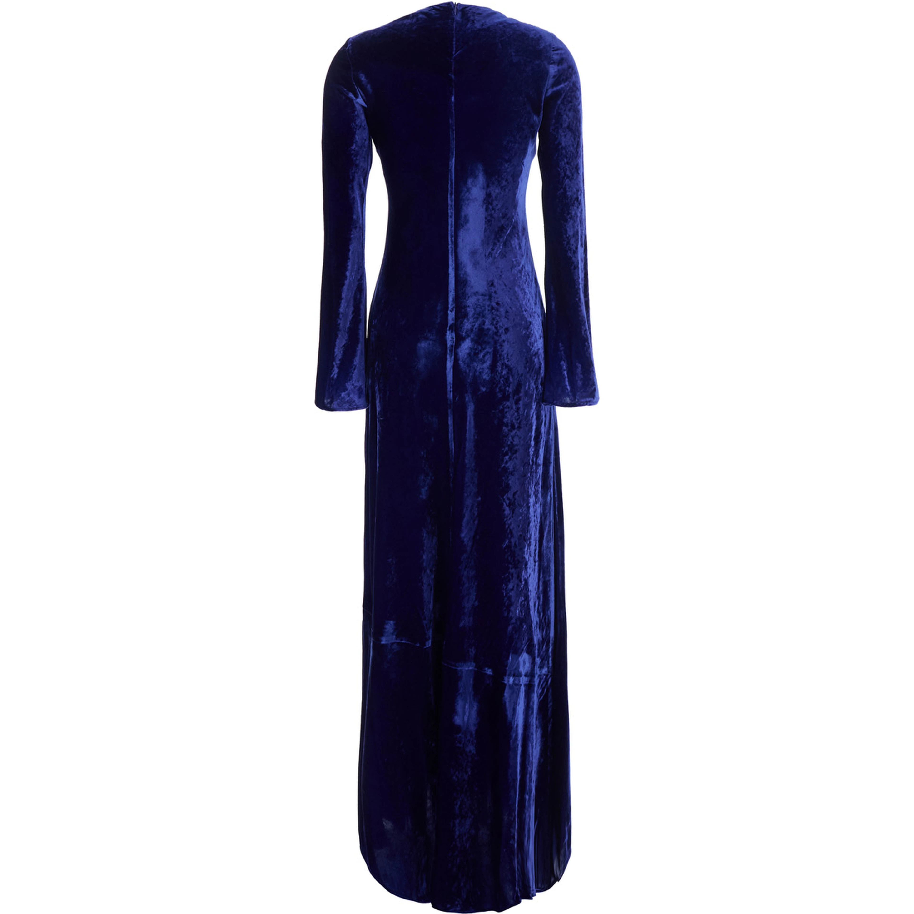 Long dress with long sleeves in blue velvet for women