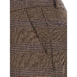 Brown Pants with all-over stripe motif in wool blend for women