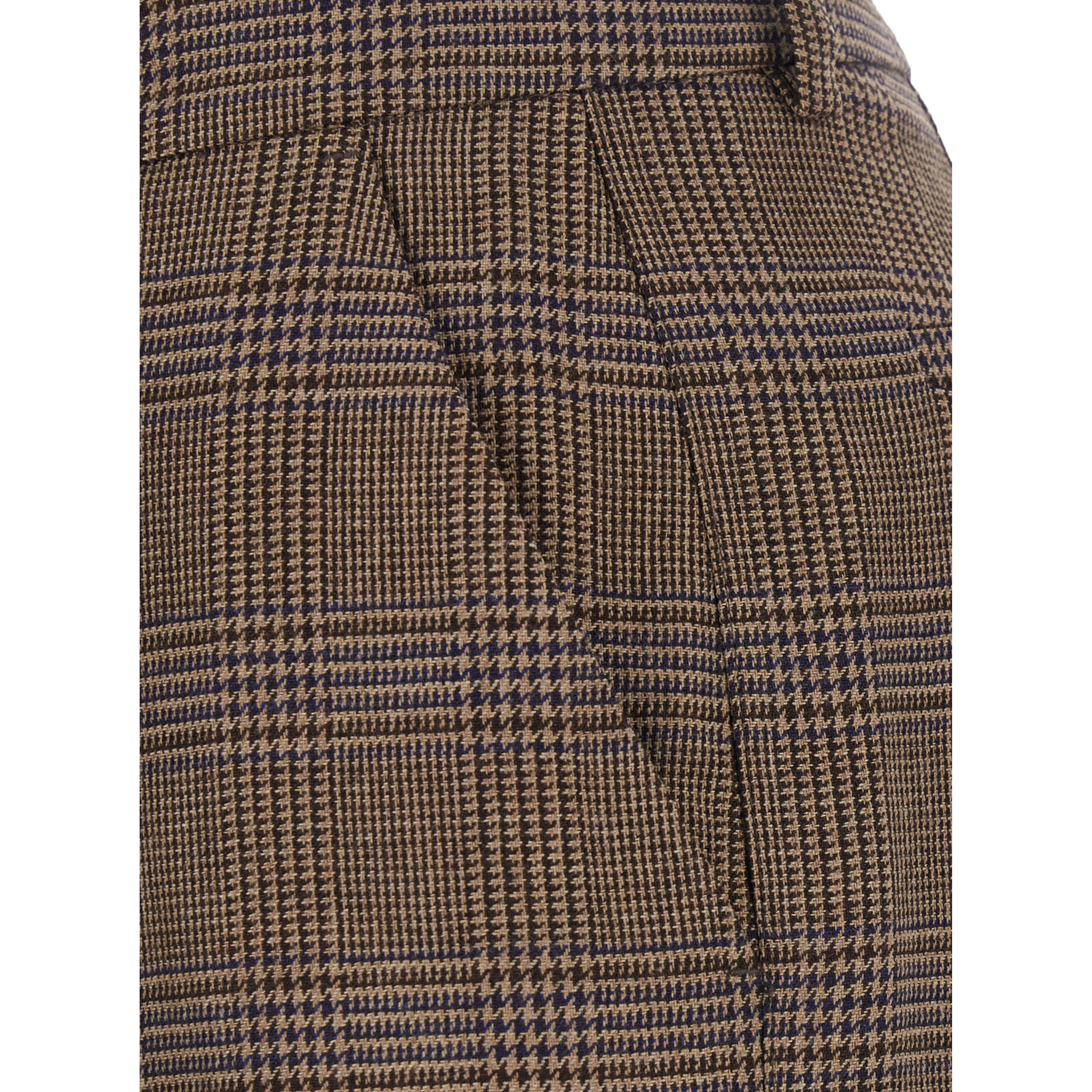 Brown Pants with all-over stripe motif in wool blend for women