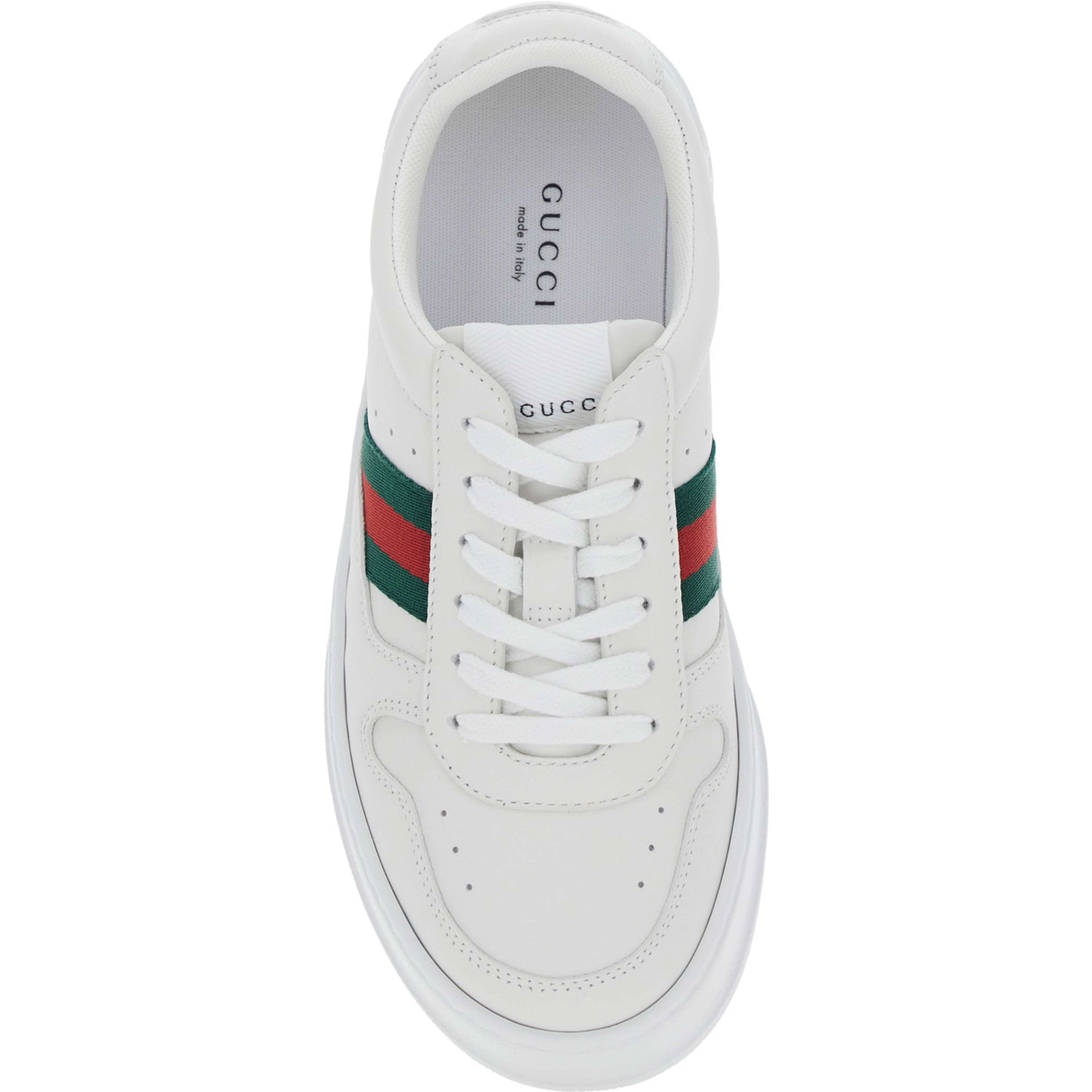 Sneakers with Web Detail and Oversized Sole in White Leather for Women