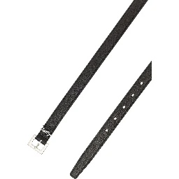 Belt Cassandra in Leather with Black Silver Buckle for Men