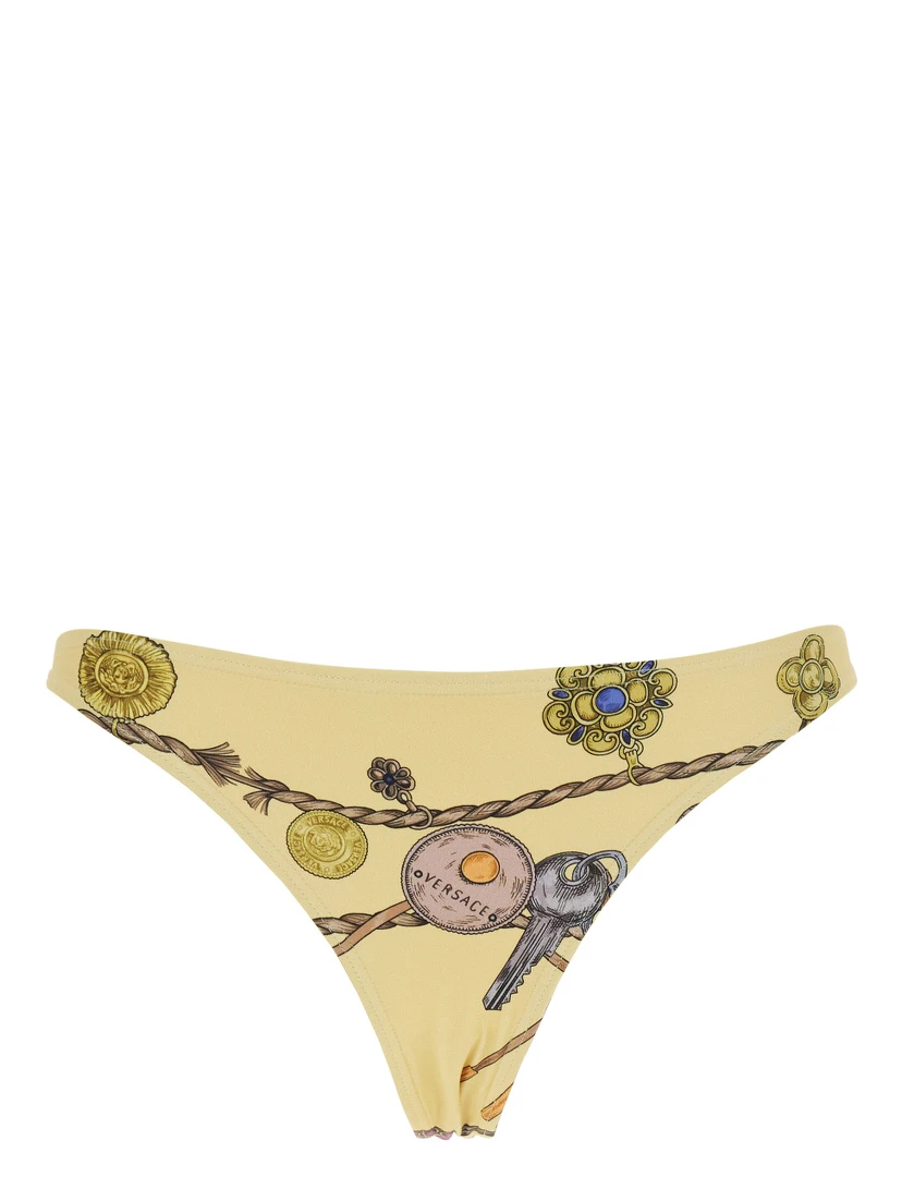 Yellow Bikini Brief with All-Over Jewels Print in Tech Fabric for Women