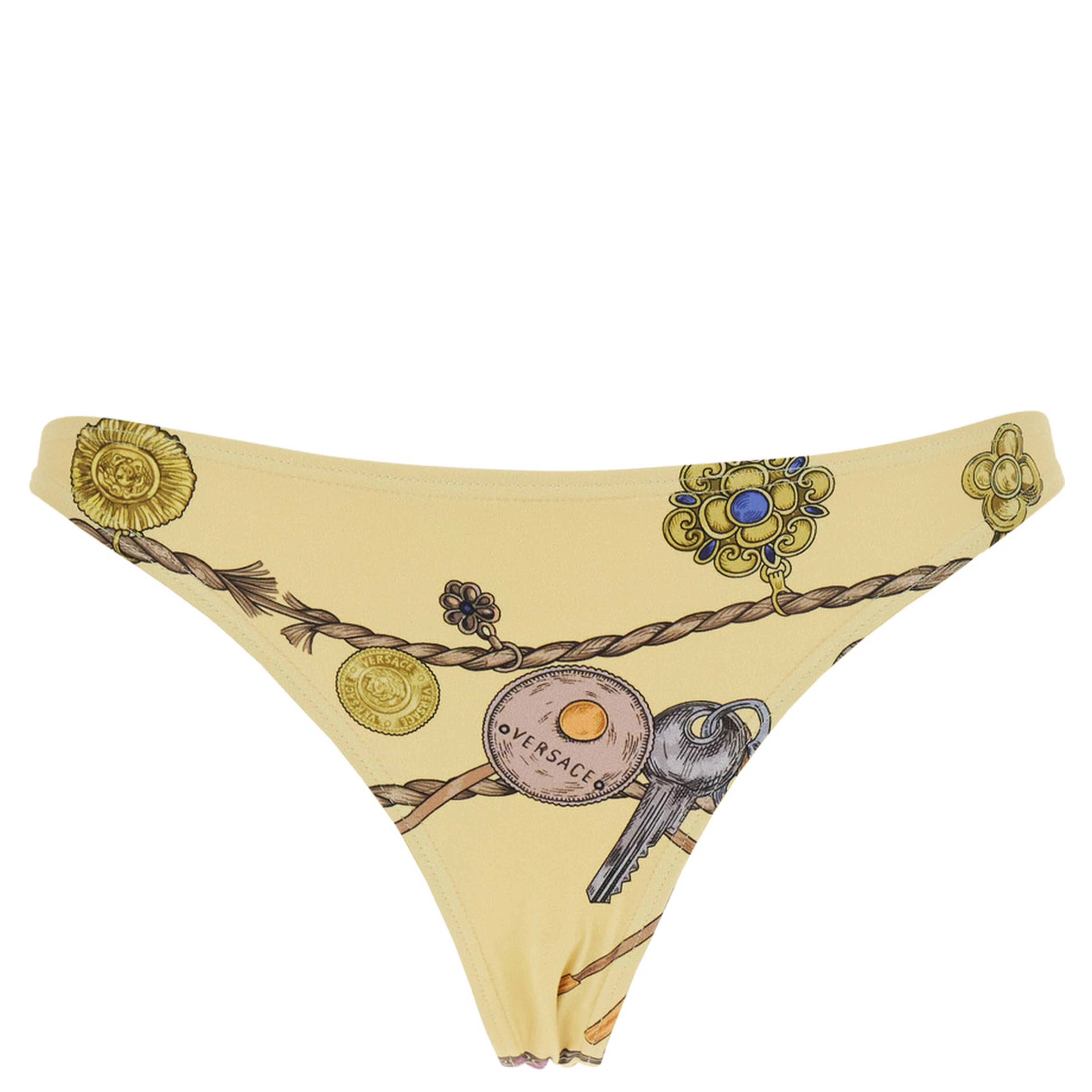 Yellow Bikini Brief with All-Over Jewels Print in Tech Fabric for Women