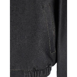 Black leather classic collar jacket for men