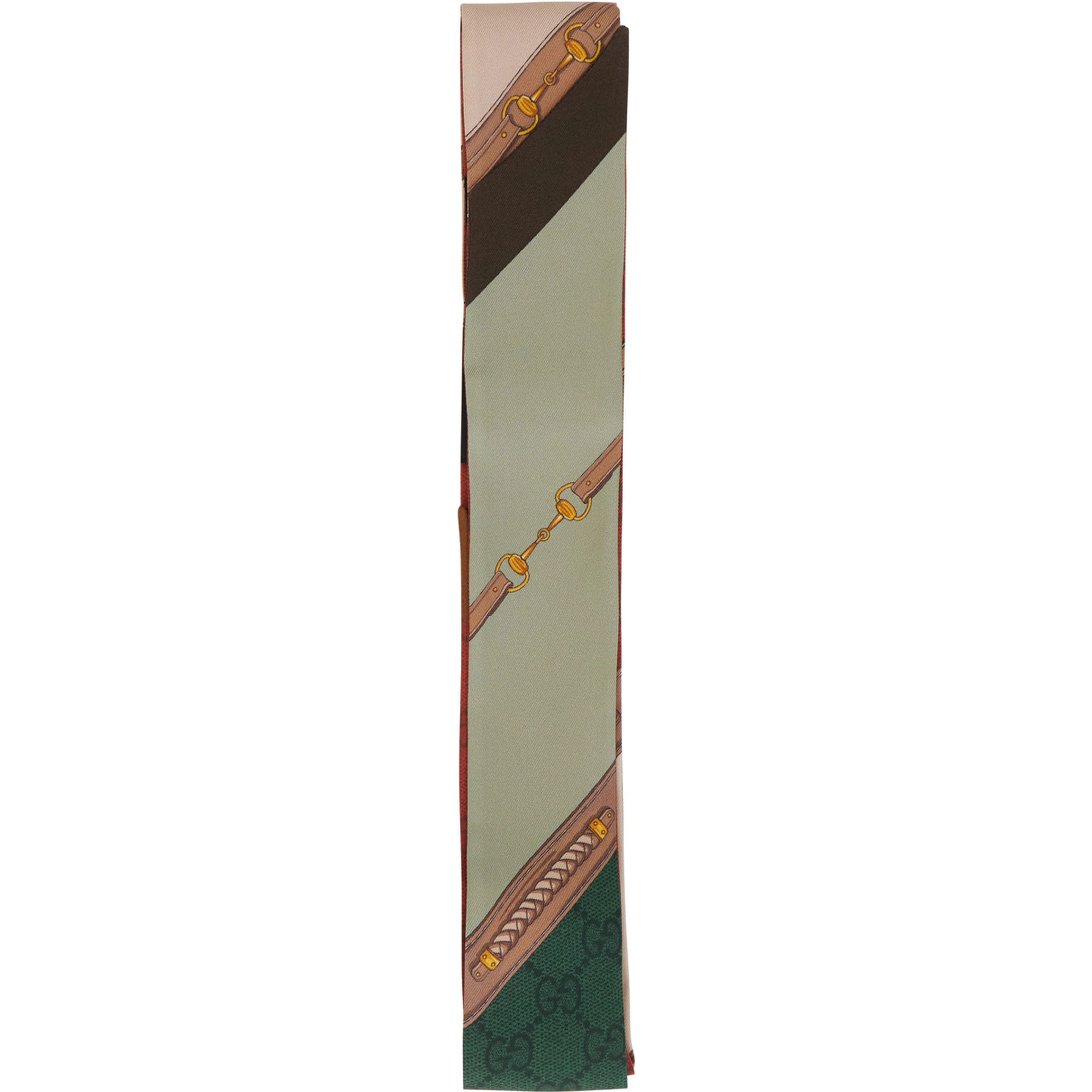 Green Scarf with All-Over Print in GG Silk for Women
