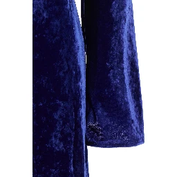 Long dress with long sleeves in blue velvet for women