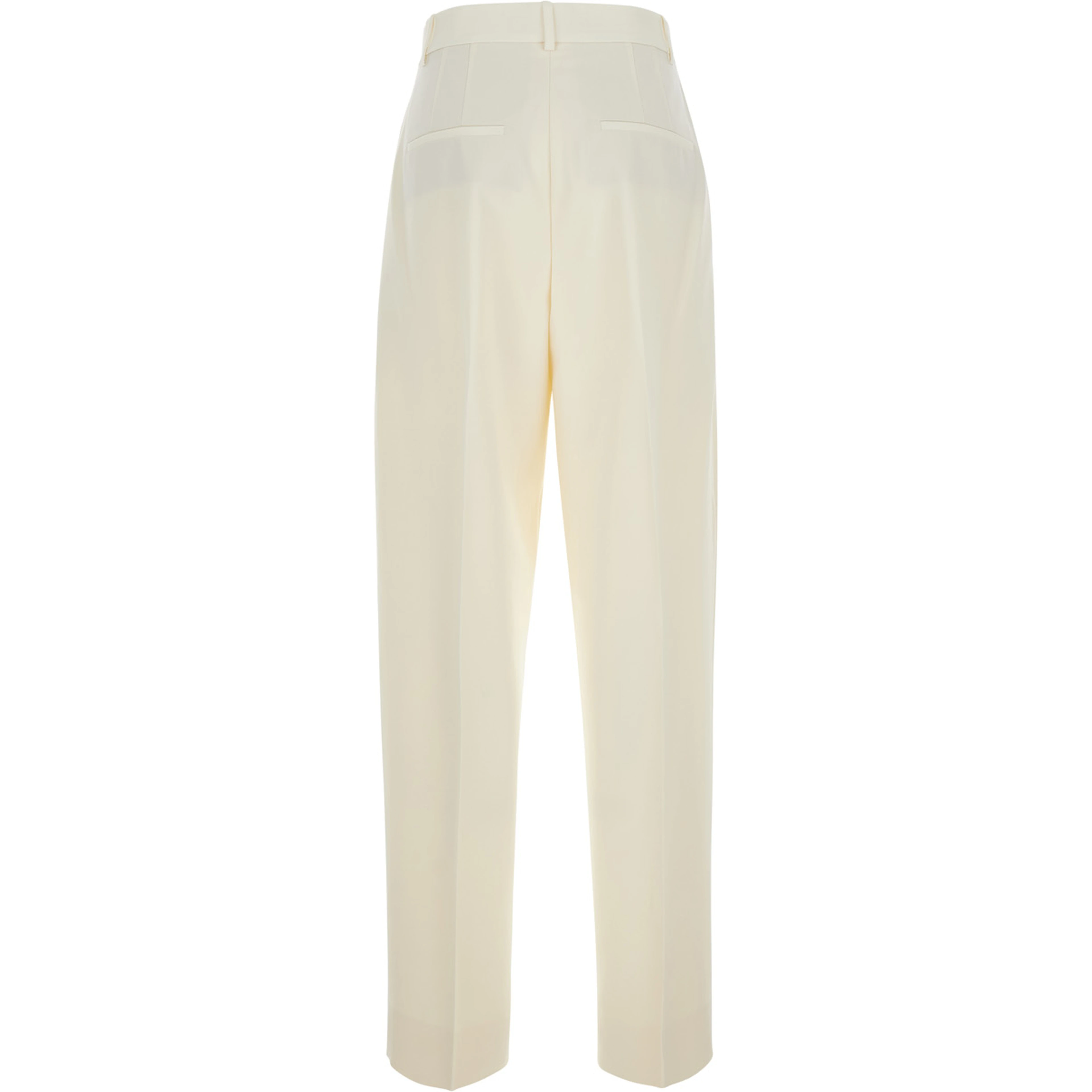 Daria White Pants with Single Pleat on the Front and Tapered Leg in Wool for Women