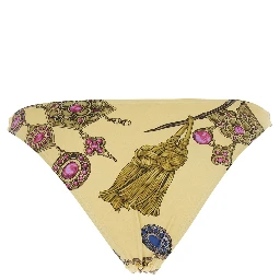 Yellow Bikini Brief with All-Over Jewels Print in Tech Fabric for Women