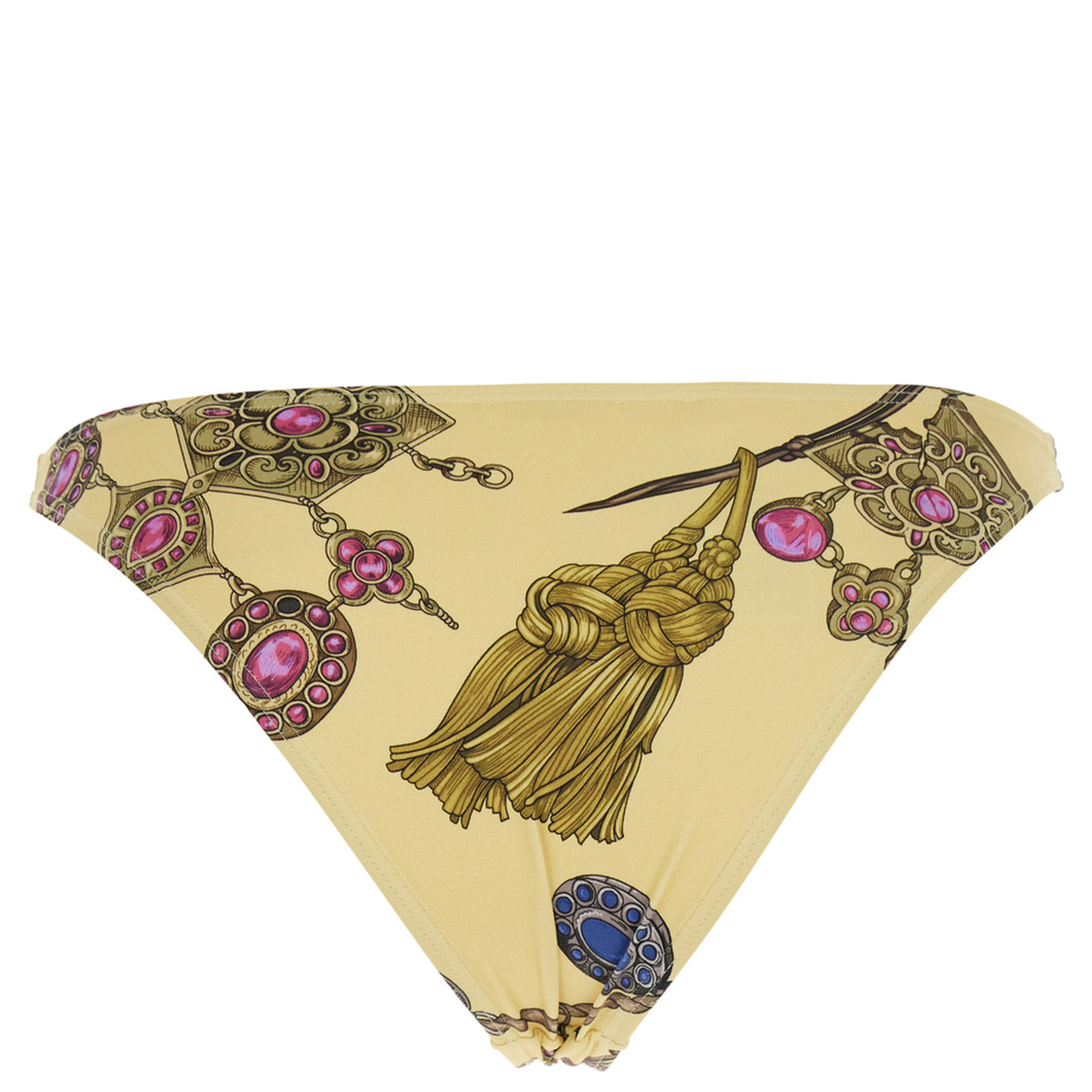 Yellow Bikini Brief with All-Over Jewels Print in Tech Fabric for Women