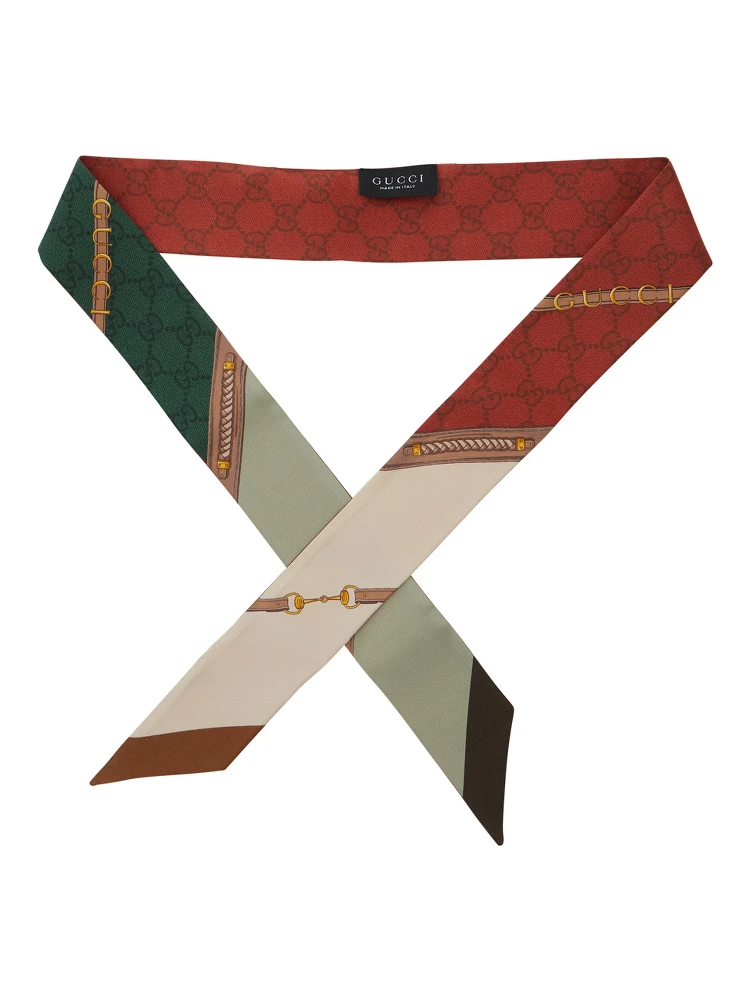 Green Scarf with All-Over Print in GG Silk for Women alternative