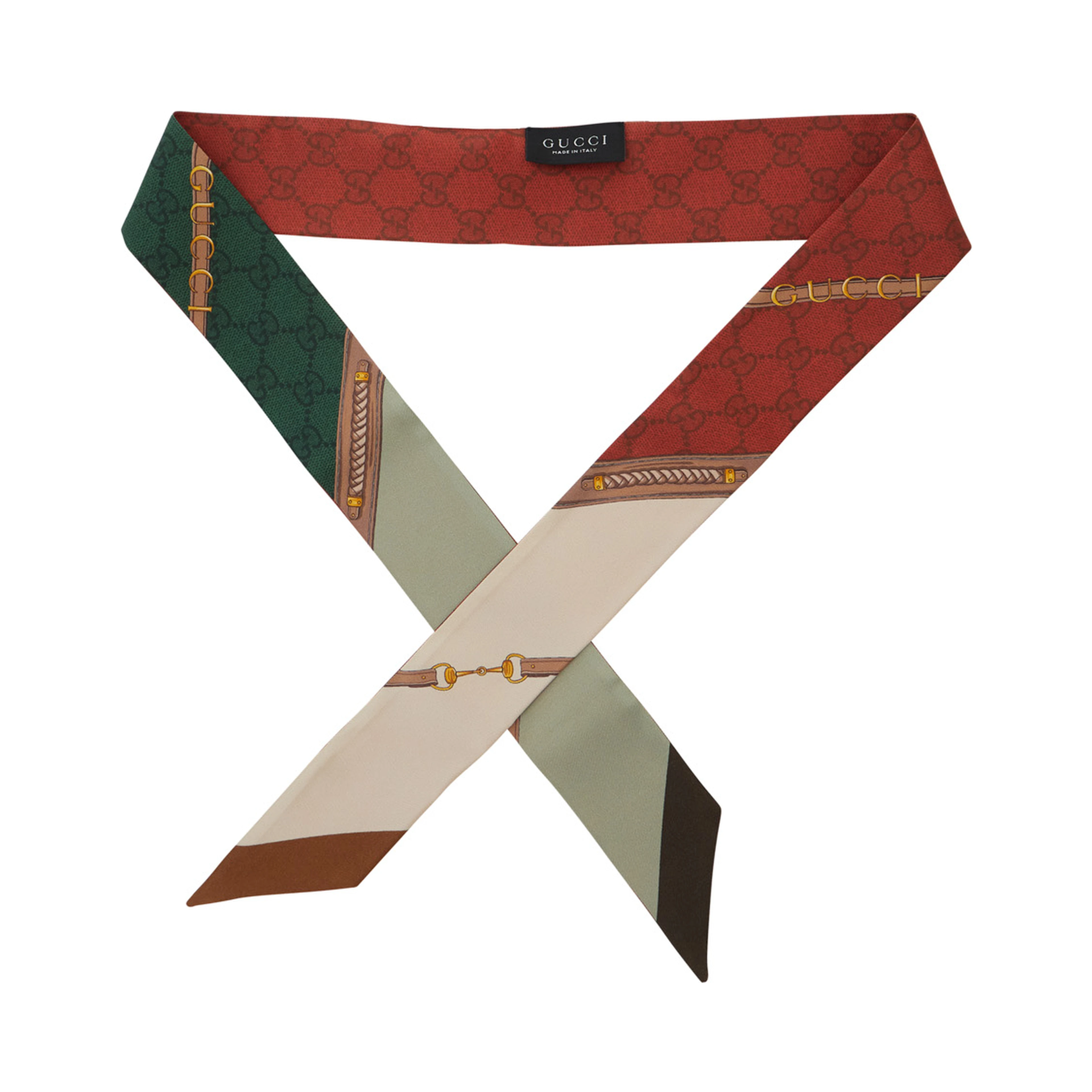 Green Scarf with All-Over Print in GG Silk for Women