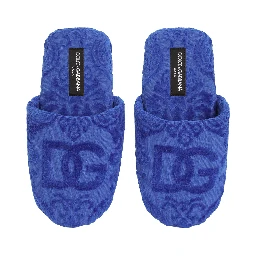 Blue Jacquard Slippers with Tech Fabric and Unisex