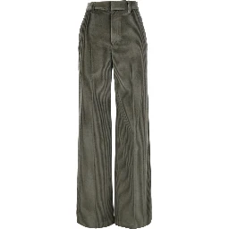 Brown Pants with Monile on the belt loop and wide leg in corduroy for women