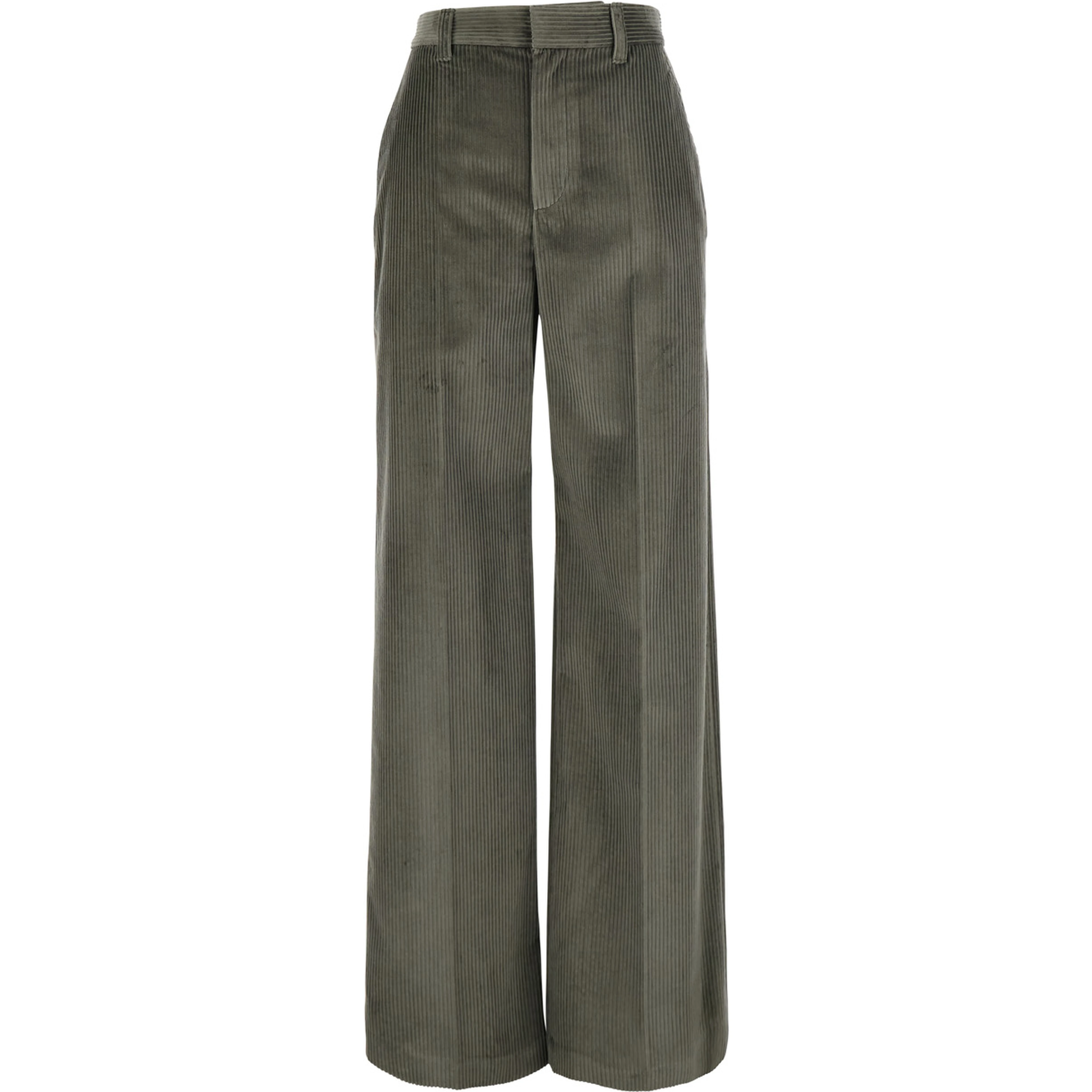 Brown Pants with Monile on the belt loop and wide leg in corduroy for women